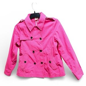 Lands' End Kids' Vibrant 100% Cotton Pink Pea Coat